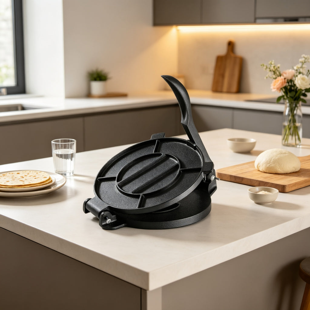 AEELLEEA 7.87 Inch Cast Iron Tortilla Press, Heavy Duty Tortilla Maker for Homemade Tortillas, Roti, Flatbread