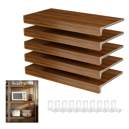AEELLEEA 24×16 Inch Wire Shelf Covers, 5 Pack Wood Grain PVC Shelving Liners for Metal Wire Rack, Waterproof DIY Cuttable Pantry Organizer, Walnut