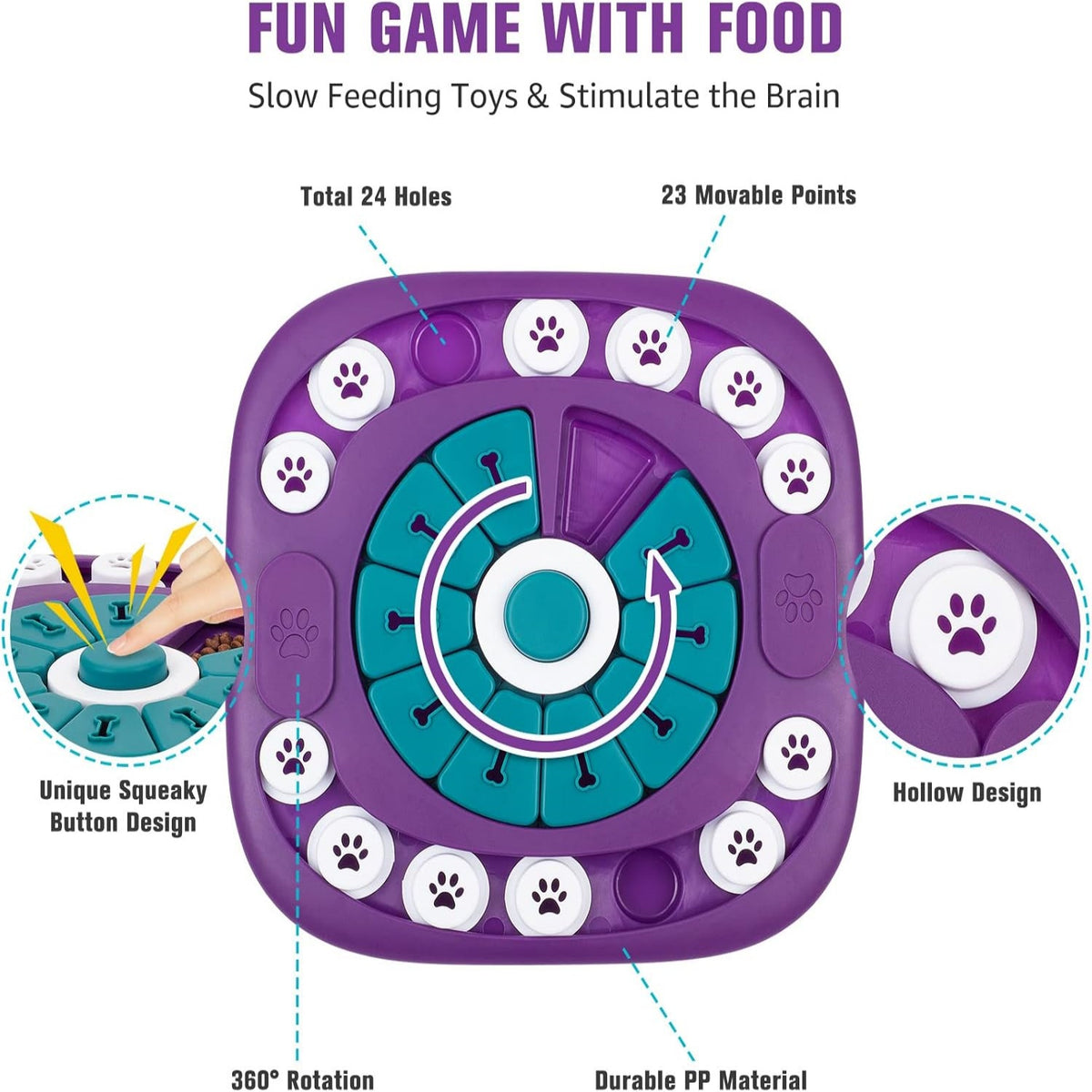 Interactive Dog Toys with Squeaky, Dog Enrichment Toys for IQ Training and Mental Stimulation for Small Medium Large Pets Cats Puppies