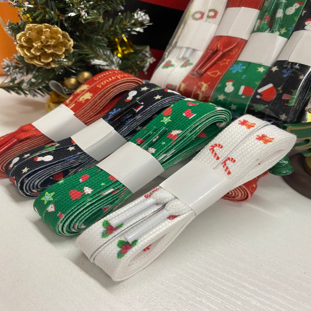 Christmas Shoelaces, 4 Pairs Christmas Pattern Shoe Laces for Men Women, 2 Sizes Decorative Christmas Replacement Laces for Sneakers