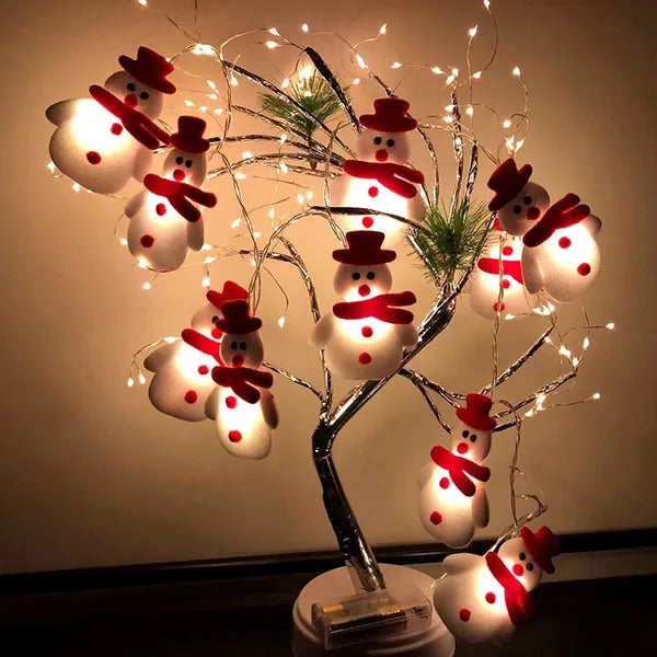 AEELLEEA-1.6M 10LED Snowman String Lights, Christmas Decorative Garland Lights, Cute Snowman Ornament Lights for Christmas Tree