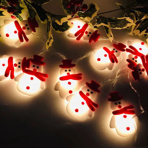 AEELLEEA-1.6M 10LED Snowman String Lights, Christmas Decorative Garland Lights, Cute Snowman Ornament Lights for Christmas Tree