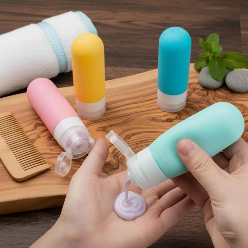 17‑Pack TSA‑Approved Silicone Travel Toiletry Bottles, Refillable Leak‑Proof Travel Size Containers Set with Clear Storage Bag & Travel Accessories