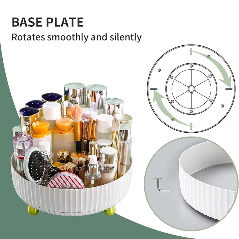 360 Degree Rotating Makeup Organizer Tray, Lazy Susan Perfume and Skincare Storage Organizer for Vanity, Dresser and Bathroom Countertop-white