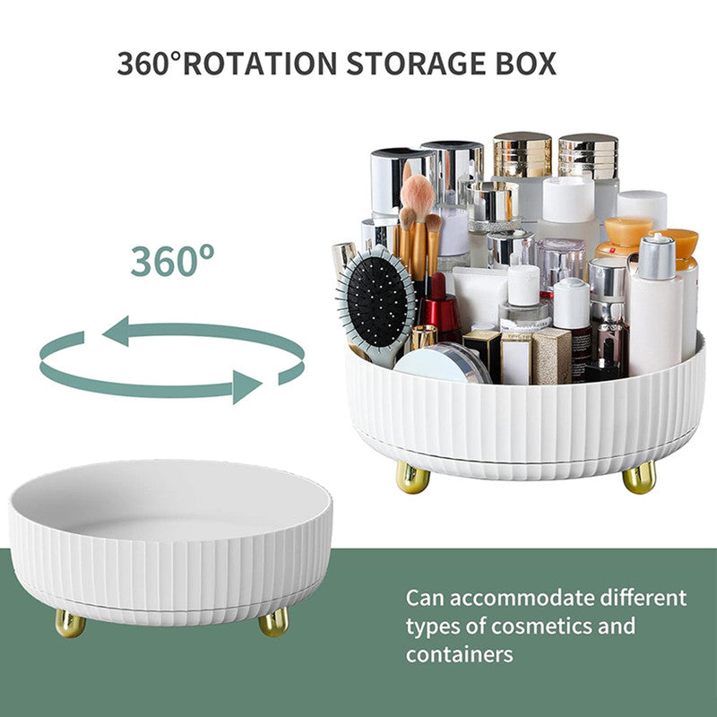 360 Degree Rotating Makeup Organizer Tray, Lazy Susan Perfume and Skincare Storage Organizer for Vanity, Dresser and Bathroom Countertop-white