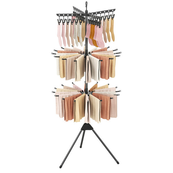 3‑Tier Foldable Tripod Clothes Drying Rack, Space‑Saving Laundry Dryer with 24 Clips & 32 Drying Rods, 70 Inch