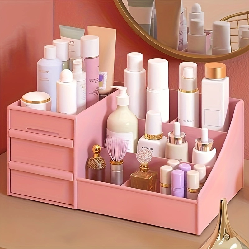 Lightweight Plastic Cosmetic Storage Box Organizer for Makeup, Skincare, Perfume and Beauty Accessories, Convenient Vanity Storage