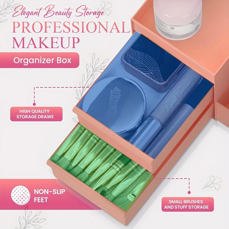 Lightweight Plastic Cosmetic Storage Box Organizer for Makeup, Skincare, Perfume and Beauty Accessories, Convenient Vanity Storage