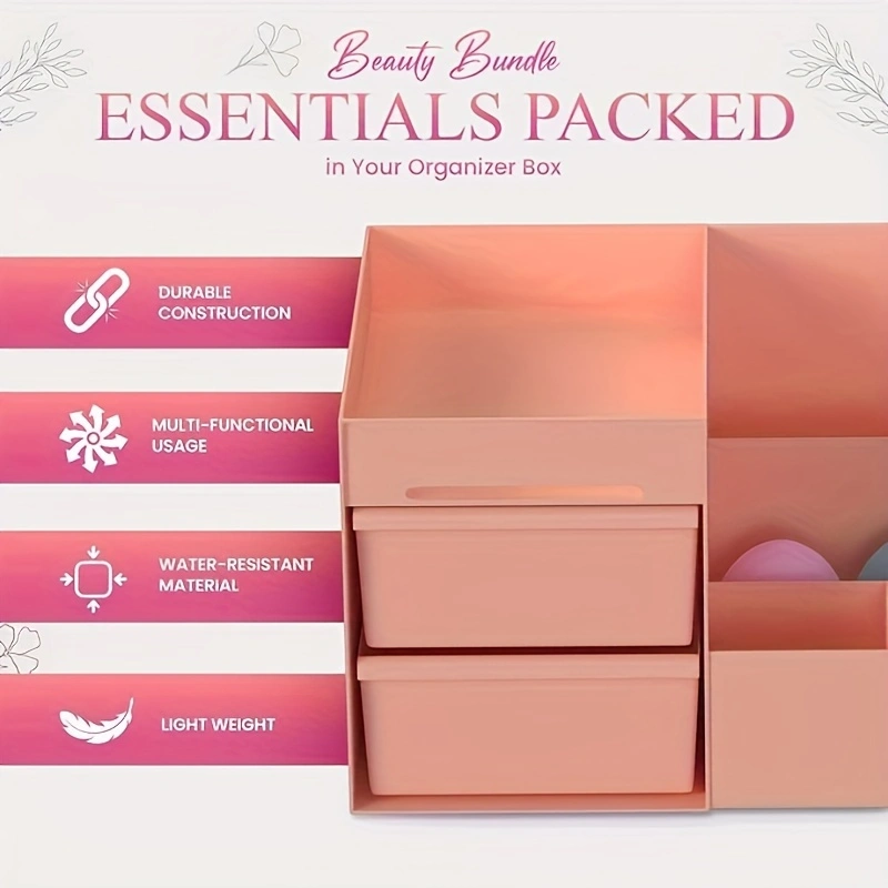 Lightweight Plastic Cosmetic Storage Box Organizer for Makeup, Skincare, Perfume and Beauty Accessories, Convenient Vanity Storage
