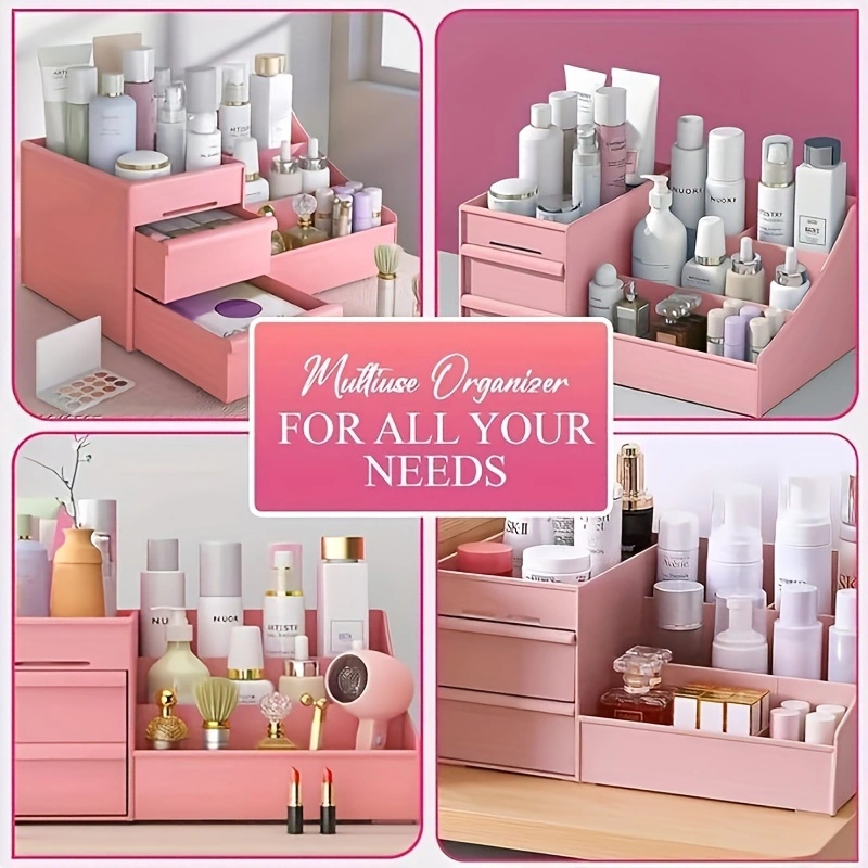 Lightweight Plastic Cosmetic Storage Box Organizer for Makeup, Skincare, Perfume and Beauty Accessories, Convenient Vanity Storage