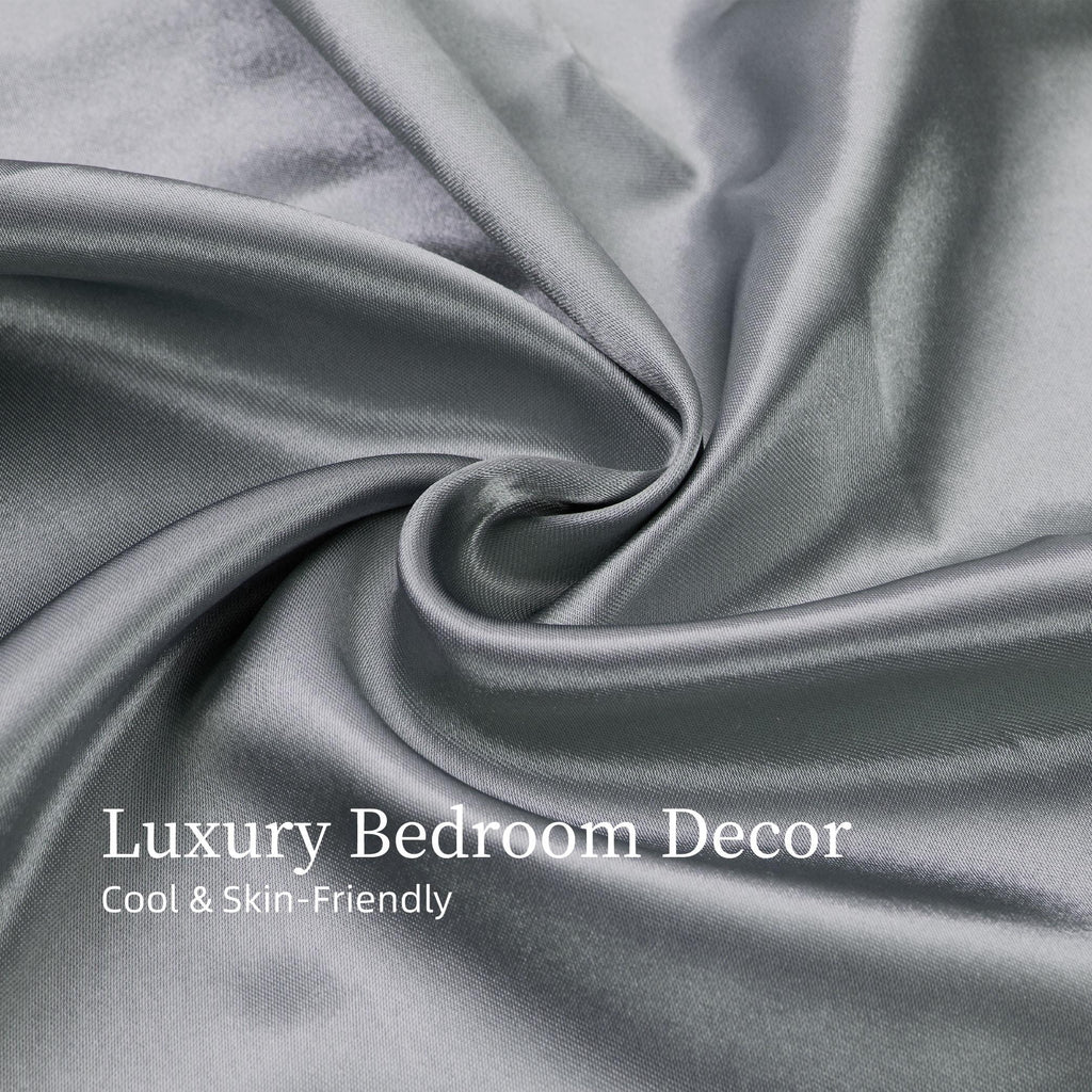 Satin Bed Sheets, King Size Sheets Set, 4 Pcs Silky Bedding Set with 15 Inches Deep Pocket for Mattress (King)