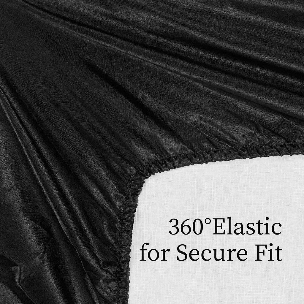 Satin Bed Sheets, King Size Sheets Set, 4 Pcs Silky Bedding Set with 15 Inches Deep Pocket for Mattress (King)