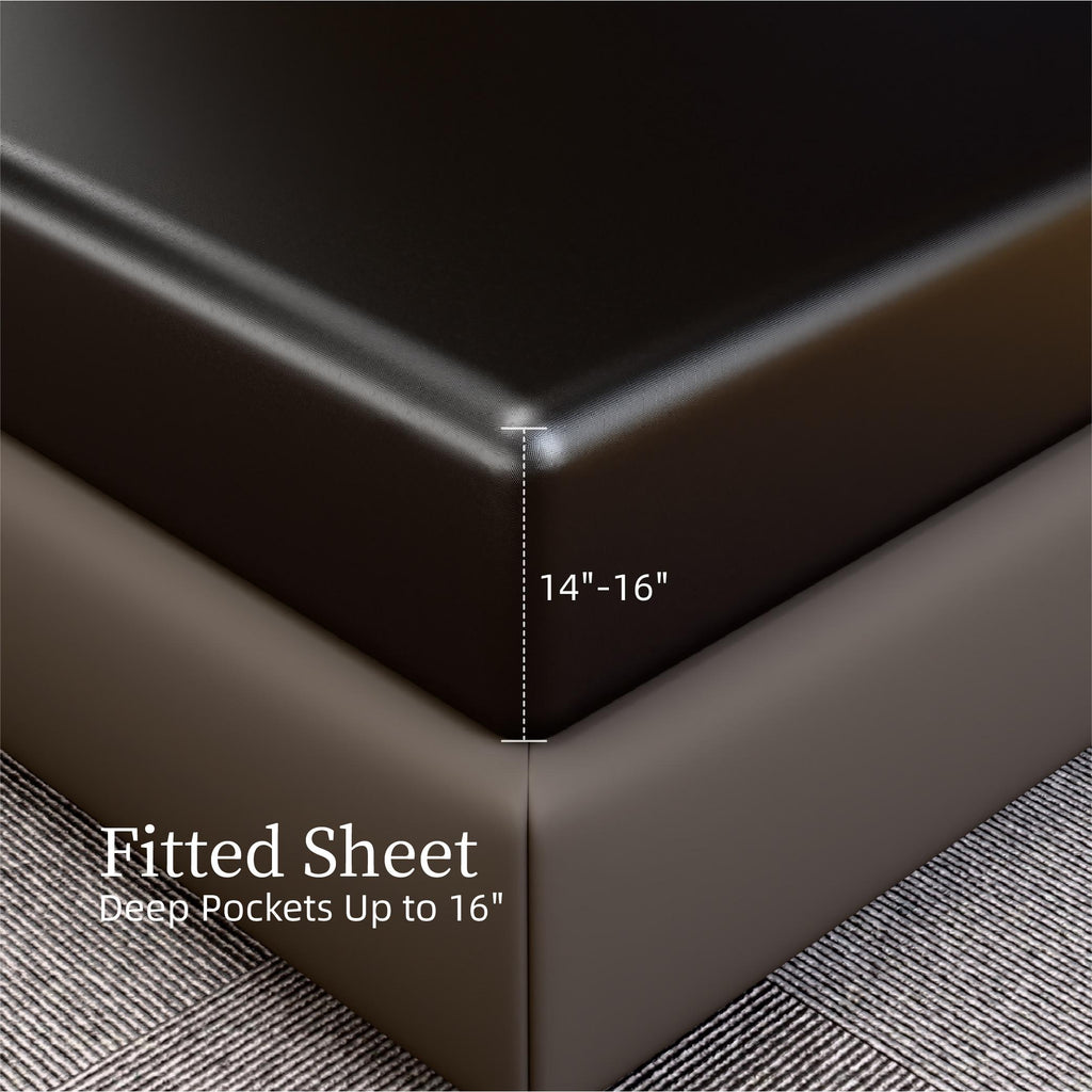 Satin Bed Sheets, King Size Sheets Set, 4 Pcs Silky Bedding Set with 15 Inches Deep Pocket for Mattress (King)