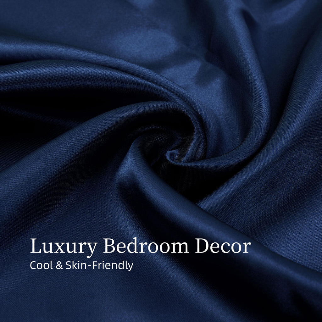 Satin Bed Sheets, Queen Size Sheets Set, 4 Pcs Silky Bedding Set with 15 Inches Deep Pocket for Mattress (Queen