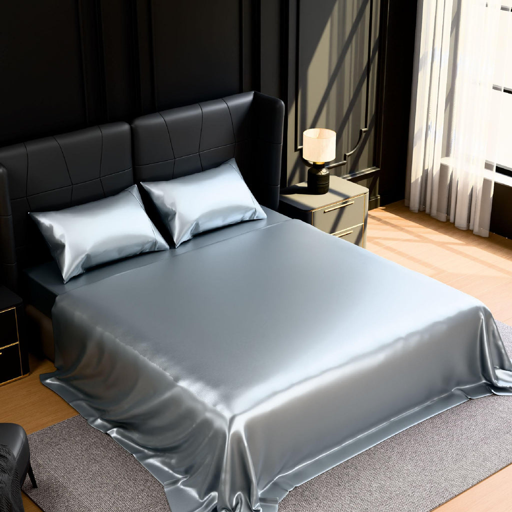 Satin Bed Sheets, Queen Size Sheets Set, 4 Pcs Silky Bedding Set with 15 Inches Deep Pocket for Mattress (Queen