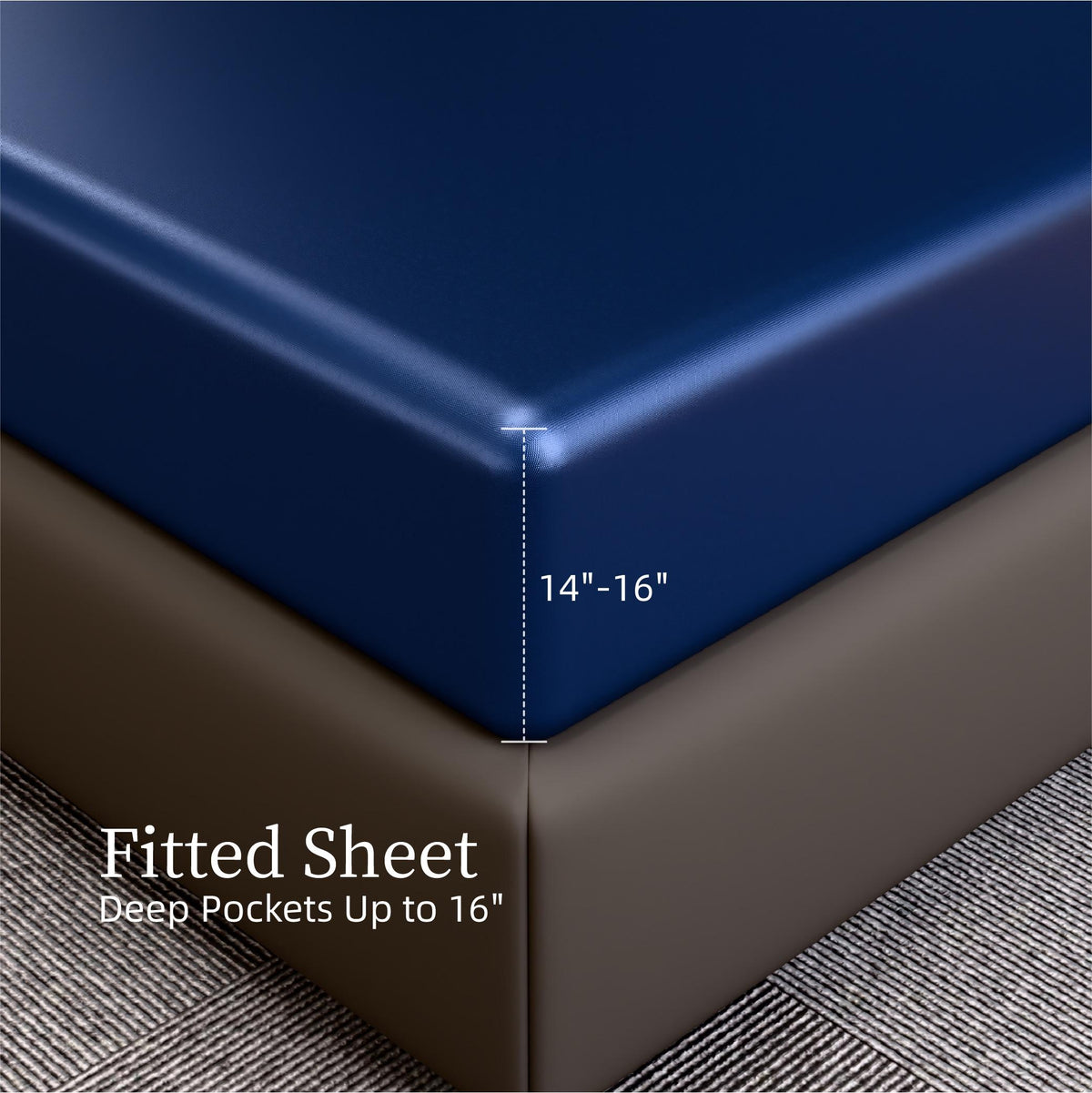 Satin Bed Sheets, Full Size Sheets Set, 4 Pcs Silky Bedding Set with 15 Inches Deep Pocket for Mattress