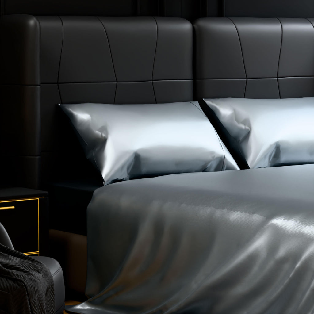 Satin Bed Sheets, Full Size Sheets Set, 4 Pcs Silky Bedding Set with 15 Inches Deep Pocket for Mattress