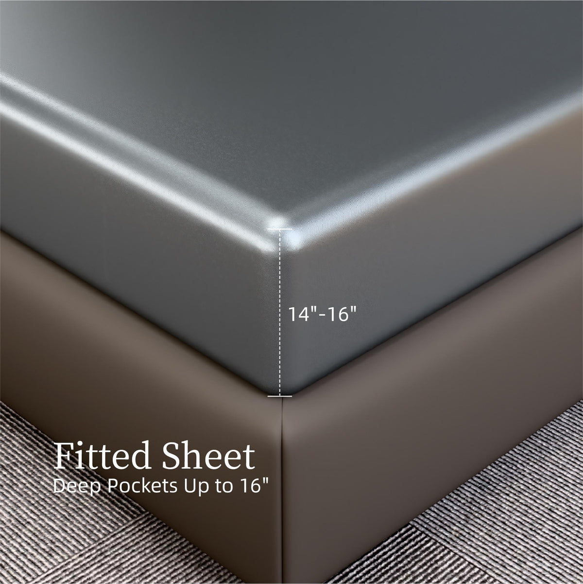 Satin Bed Sheets, Full Size Sheets Set, 4 Pcs Silky Bedding Set with 15 Inches Deep Pocket for Mattress