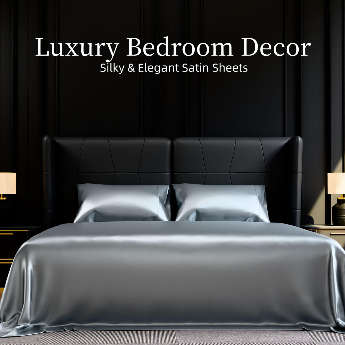 Satin Bed Sheets, Full Size Sheets Set, 4 Pcs Silky Bedding Set with 15 Inches Deep Pocket for Mattress