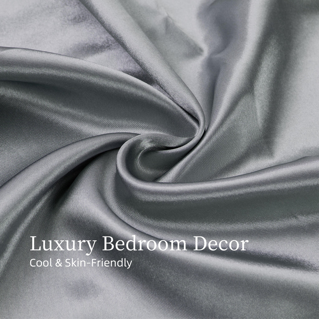 Satin Bed Sheets, Full Size Sheets Set, 4 Pcs Silky Bedding Set with 15 Inches Deep Pocket for Mattress