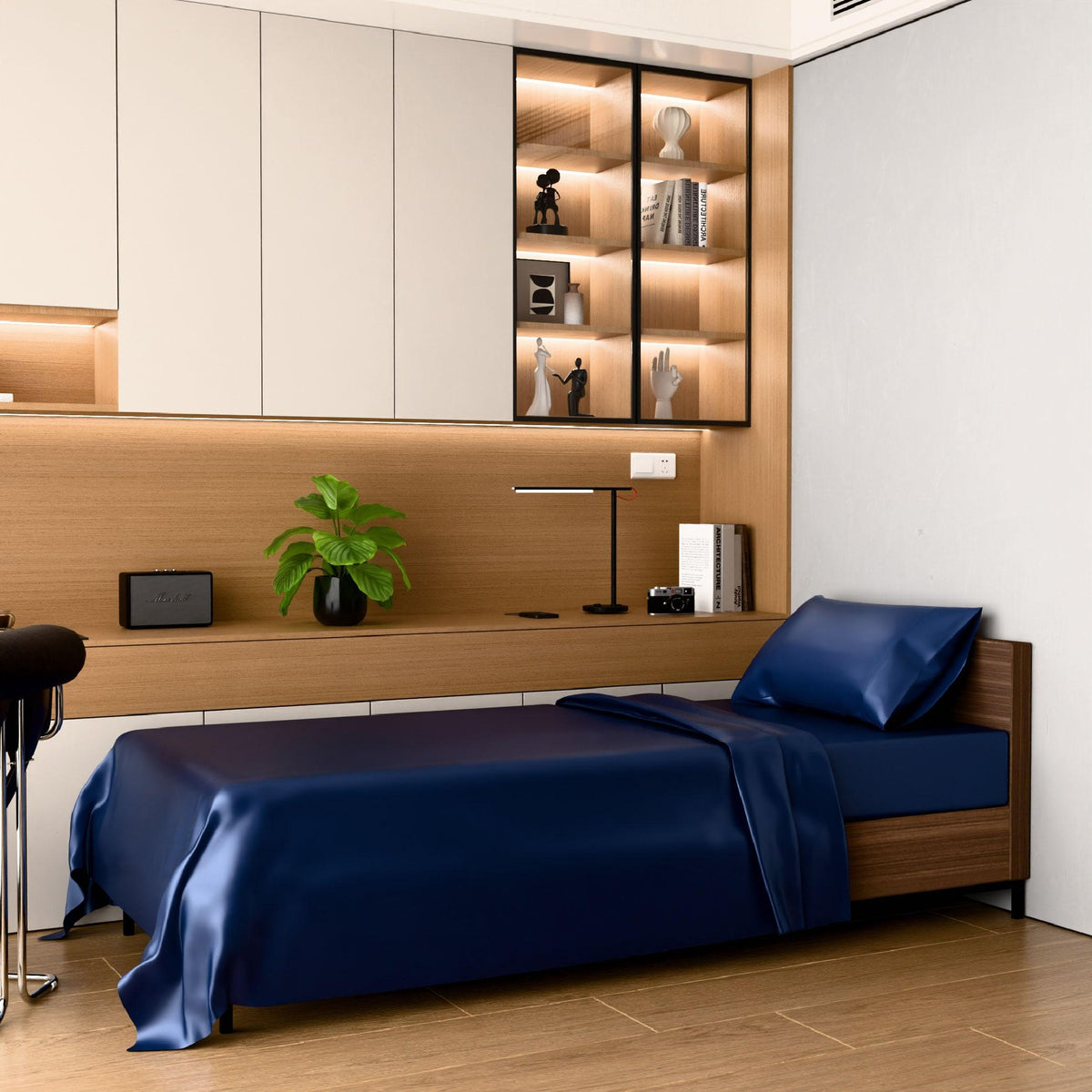 Satin Bed Sheets, Twin Size Sheets Set, 3 Pcs Silky Bedding Set with 15 Inches Deep Pocket for Mattress Twin