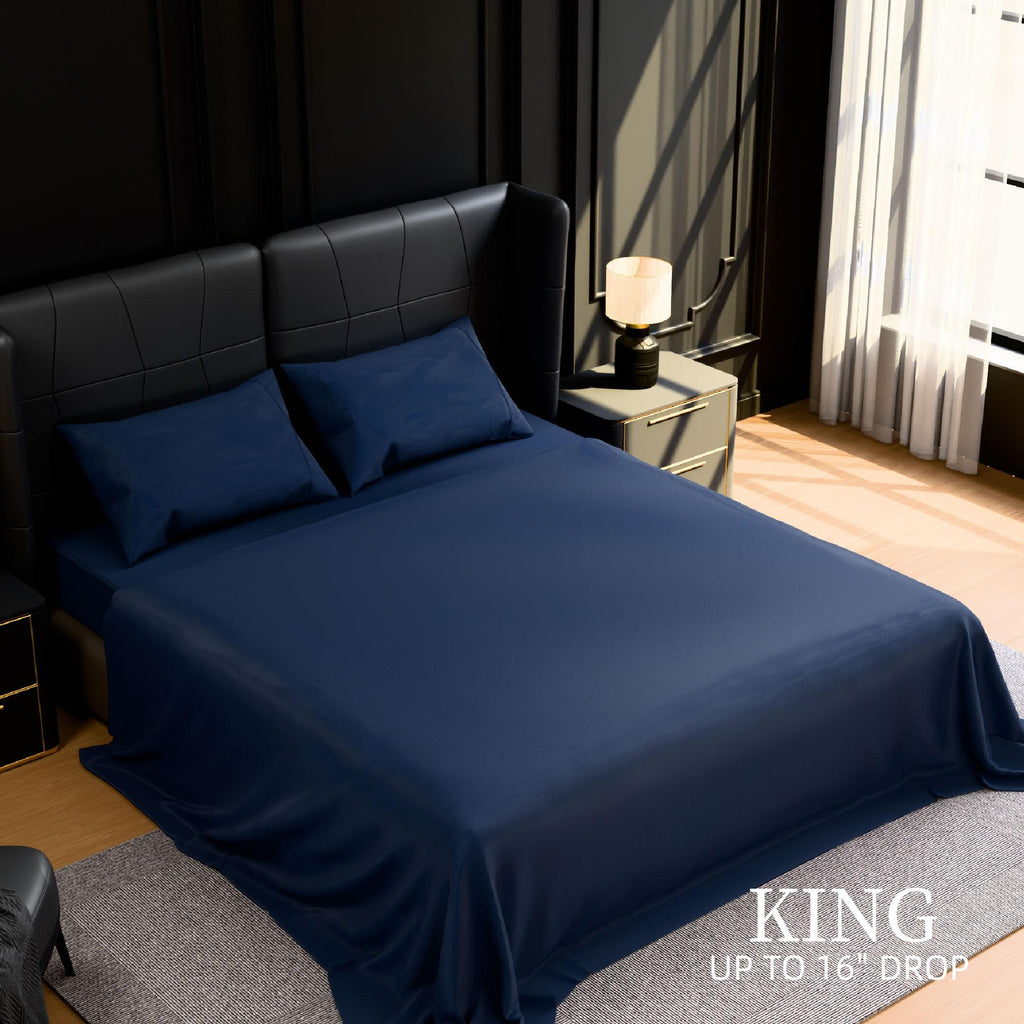 Bedding King Bed Sheets Set - 4 Piece Bedding - Brushed Microfiber - Shrinkage and Fade Resistant - Easy Care (King