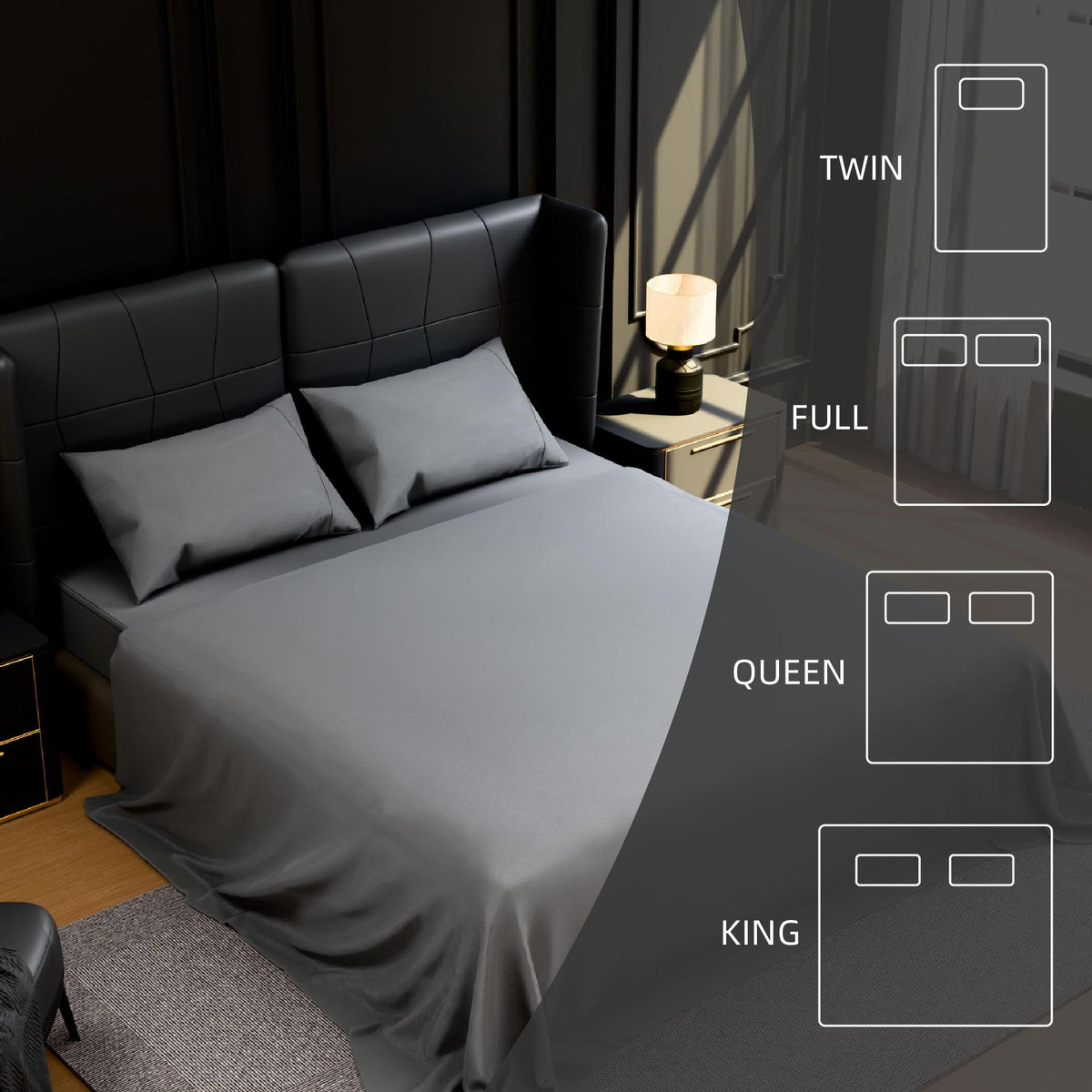 Bedding King Bed Sheets Set - 4 Piece Bedding - Brushed Microfiber - Shrinkage and Fade Resistant - Easy Care (King