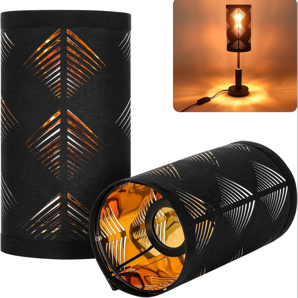 Small Black Linen Drum Lamp Shade with E27/E26 Adapters – Cylinder Replacement for Table, Floor & Wall Lights