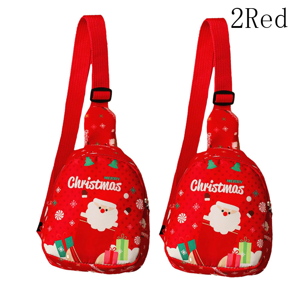 AEELLEEA Christmas Sling Backpack for Women Girls, Cute Santa Crossbody Chest Bag, Mini Fanny Pack Adjustable Strap, Xmas Gift