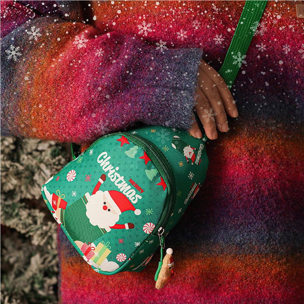 AEELLEEA Christmas Sling Backpack for Women Girls, Cute Santa Crossbody Chest Bag, Mini Fanny Pack Adjustable Strap, Xmas Gift