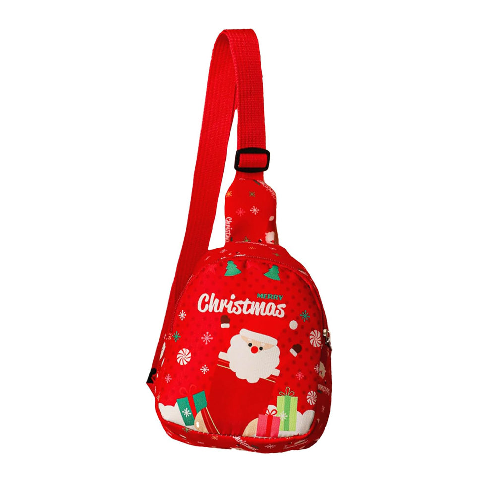 AEELLEEA Christmas Sling Backpack for Women Girls, Cute Santa Crossbody Chest Bag, Mini Fanny Pack Adjustable Strap, Xmas Gift