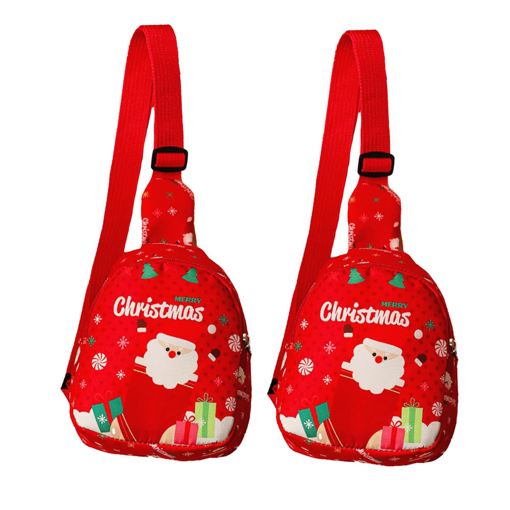 AEELLEEA Christmas Sling Backpack for Women Girls, Cute Santa Crossbody Chest Bag, Mini Fanny Pack Adjustable Strap, Xmas Gift