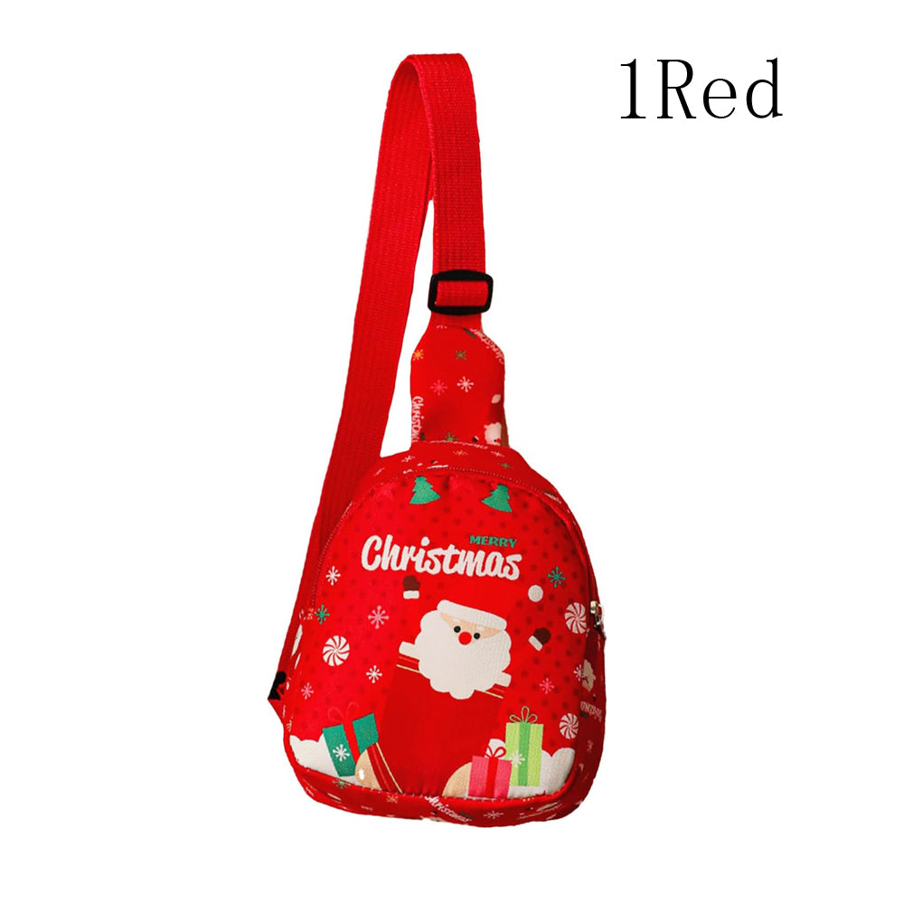 AEELLEEA Christmas Sling Backpack for Women Girls, Cute Santa Crossbody Chest Bag, Mini Fanny Pack Adjustable Strap, Xmas Gift