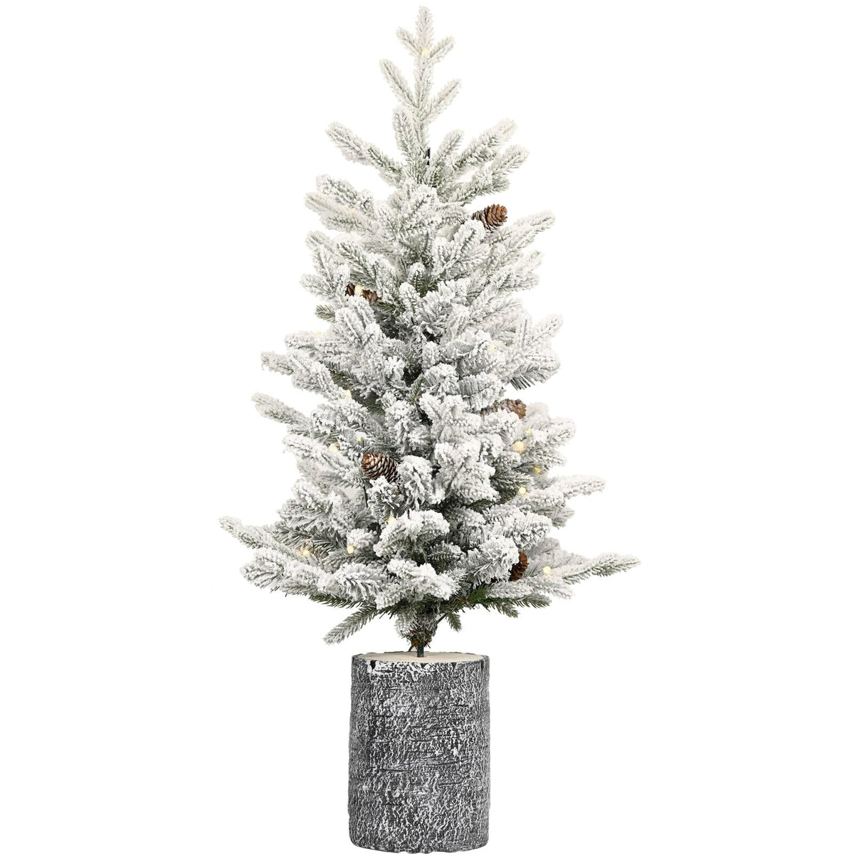 2ft PE/PVC decorated flocking basin tree Pine cone *3