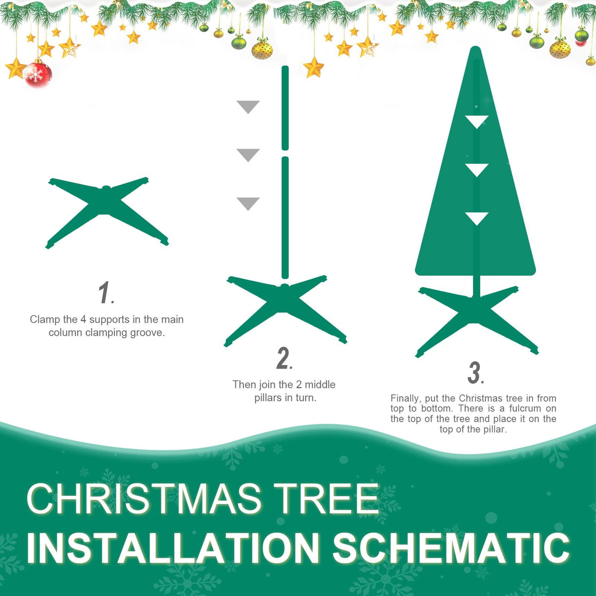 6FT pop up tree +150 lights 4 ribbons 1 large bow 12 Christmas flowers 12 snowflakes 12 pine cones 12 60MM balls