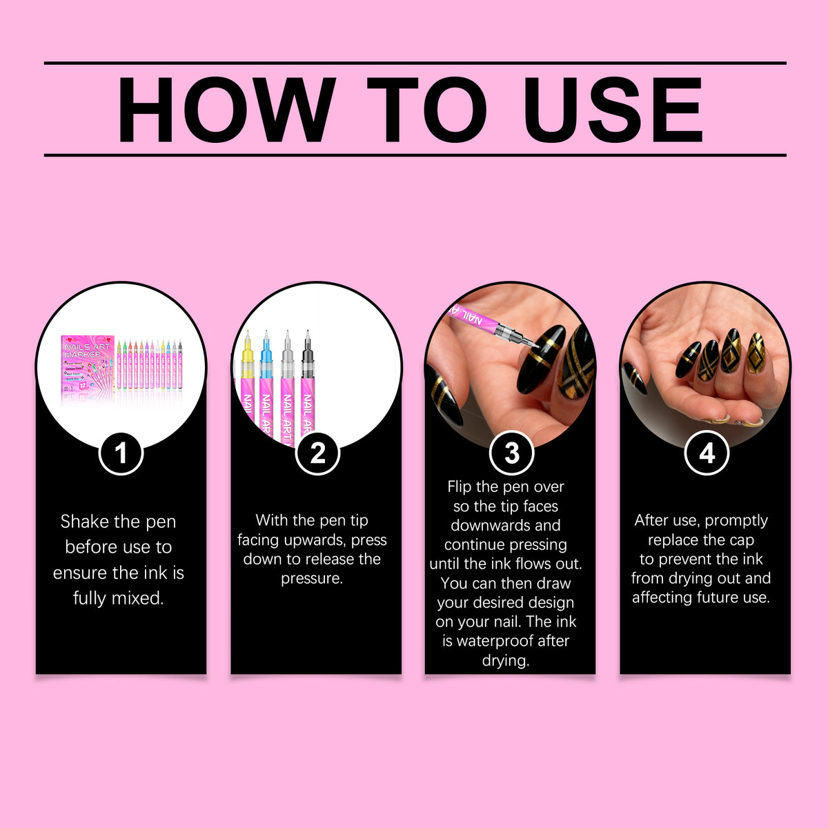 Color Display Nail Art Pen, Easy to Use, Smudge-Proof DIY Tool for Sketching Nails, Suitable for All Occasions