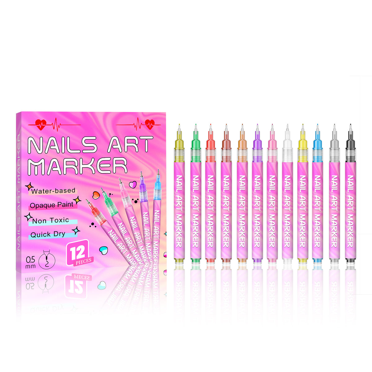 Color Display Nail Art Pen, Easy to Use, Smudge-Proof DIY Tool for Sketching Nails, Suitable for All Occasions