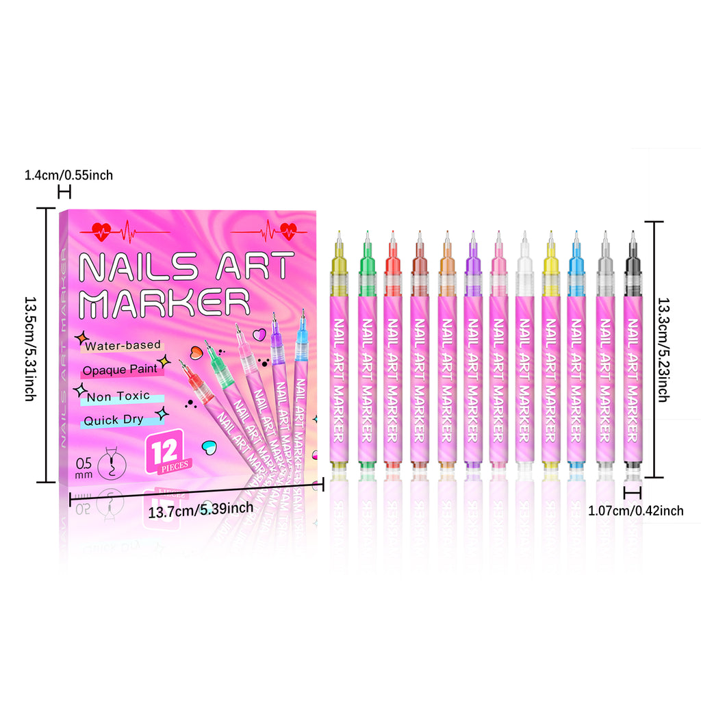 Color Display Nail Art Pen, Easy to Use, Smudge-Proof DIY Tool for Sketching Nails, Suitable for All Occasions
