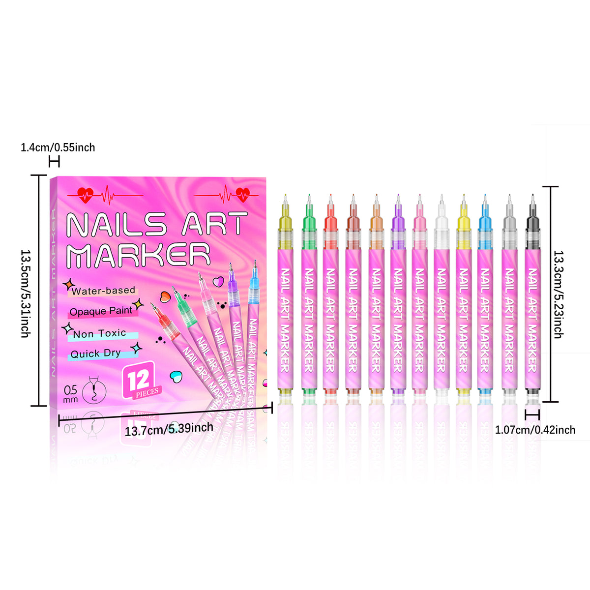 Color Display Nail Art Pen, Easy to Use, Smudge-Proof DIY Tool for Sketching Nails, Suitable for All Occasions