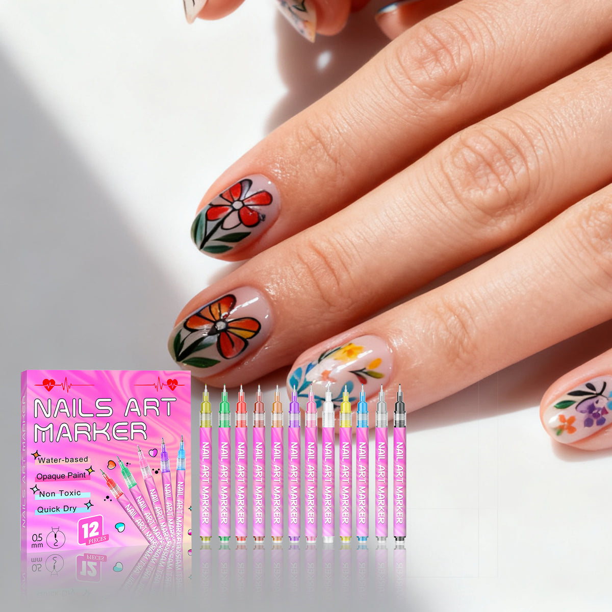 Color Display Nail Art Pen, Easy to Use, Smudge-Proof DIY Tool for Sketching Nails, Suitable for All Occasions