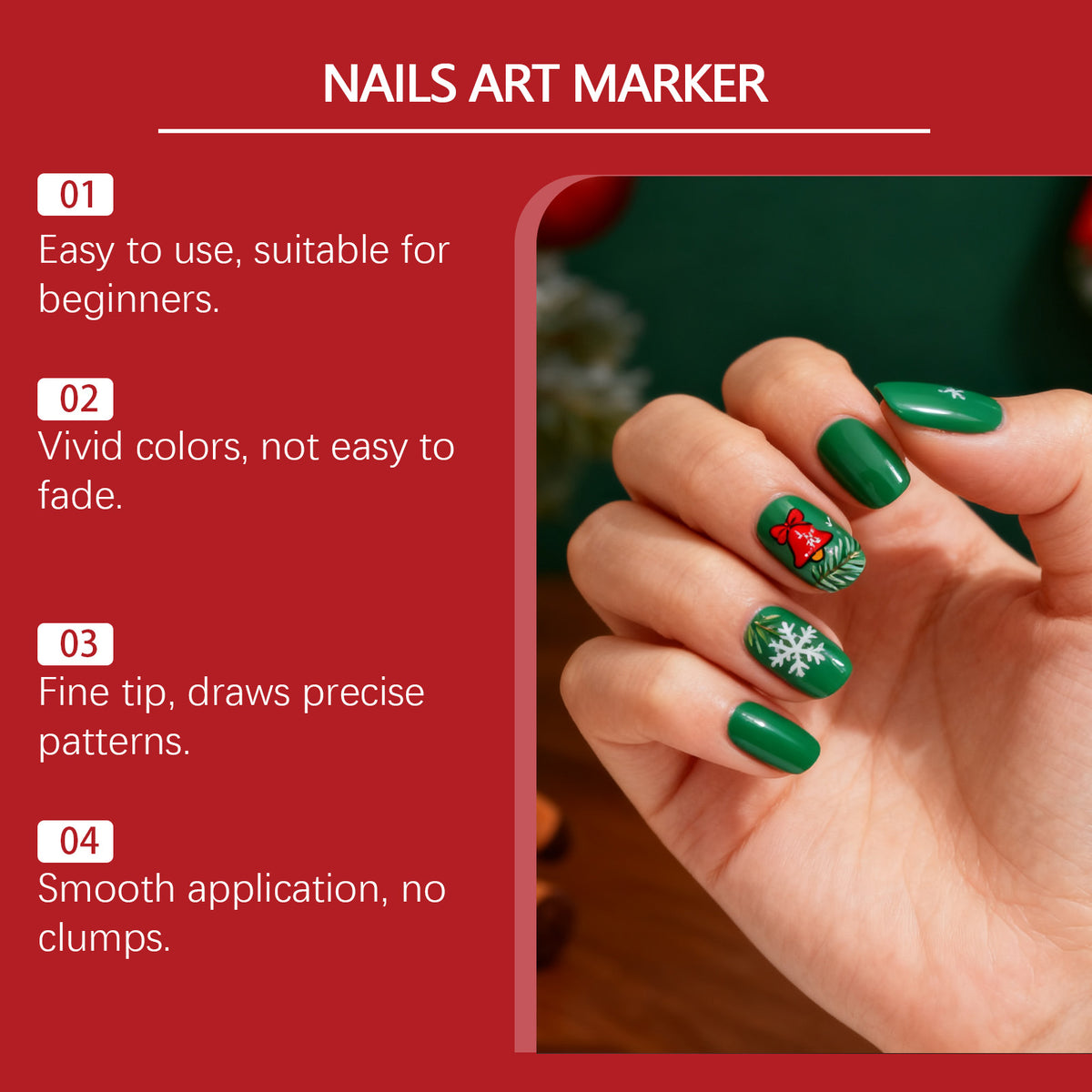 Diy Christmas Nail Art Graffiti Pen, Fine Pen Tip Color Display, Not Easy To Smudge Nail Art Painting Pen