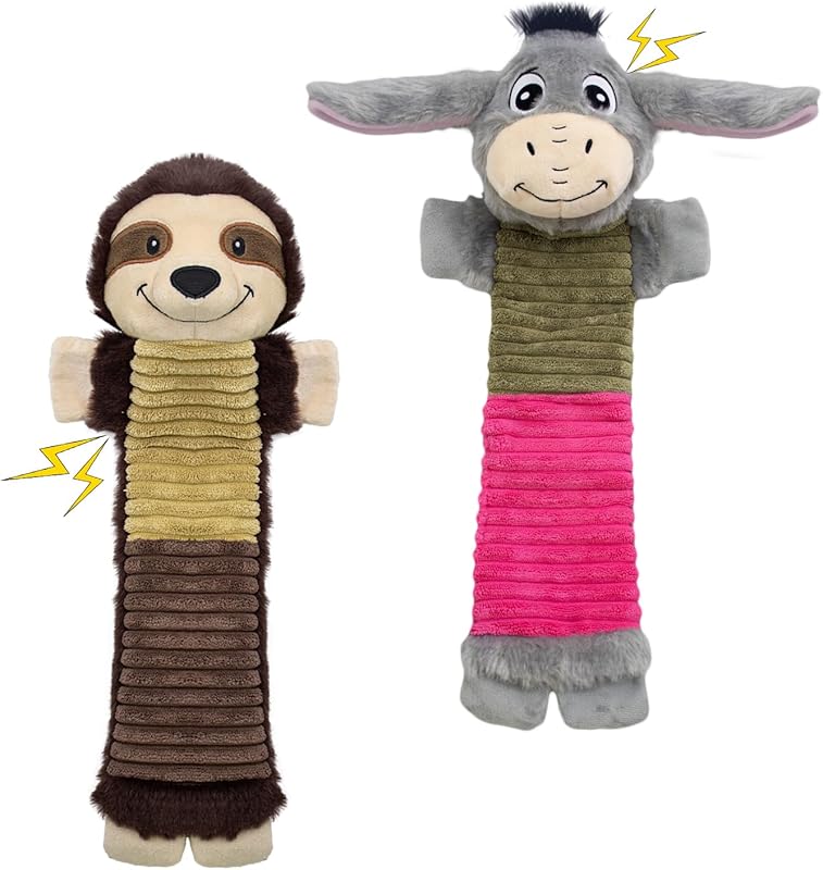 5 Pack No Stuffing Dog Squeaky Toys, Dog Chew with Crinkle and Squeaker, Cute Animal Plush to Keep Them Busy, Suitable for Large and Aggressive Chewers