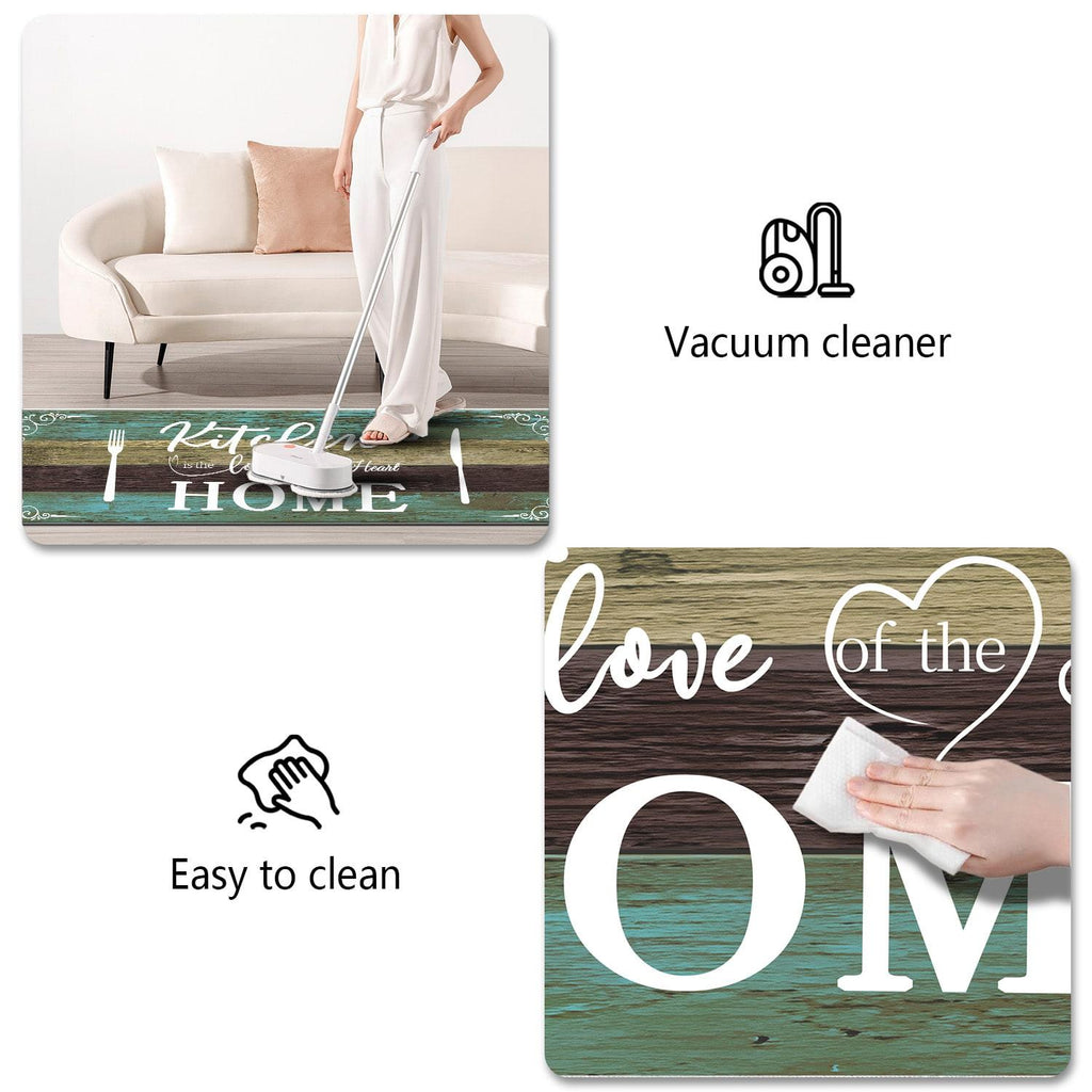 Boho Kitchen Rug Set 2 Pieces, Washable Non-Slip Soft Floor Mats for Kitchen, Laundry & Hallway, Teal (20''x32''+20''x60'')