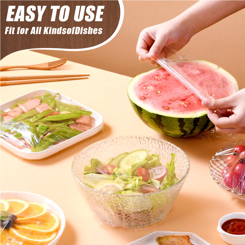 AEELLEEA 300 Pcs Disposable Bowl Covers, Clear Elastic Stretch Covers for Bowls Plates Cups, Wrap Alternative for Fridge Picnic