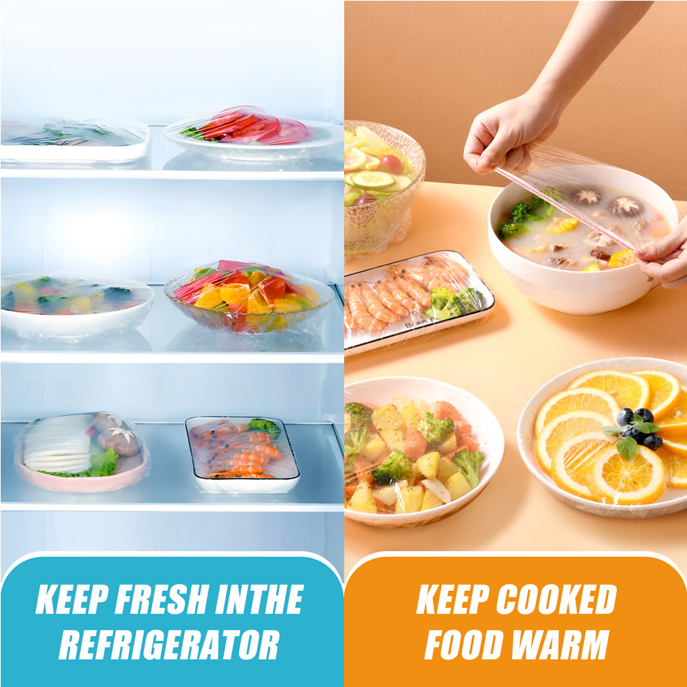 AEELLEEA 300 Pcs Disposable Bowl Covers, Clear Elastic Stretch Covers for Bowls Plates Cups, Wrap Alternative for Fridge Picnic