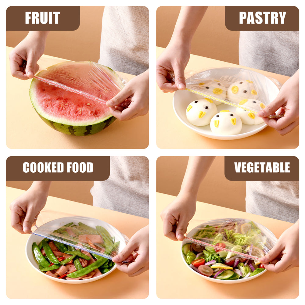 AEELLEEA 300 Pcs Disposable Bowl Covers, Clear Elastic Stretch Covers for Bowls Plates Cups, Wrap Alternative for Fridge Picnic