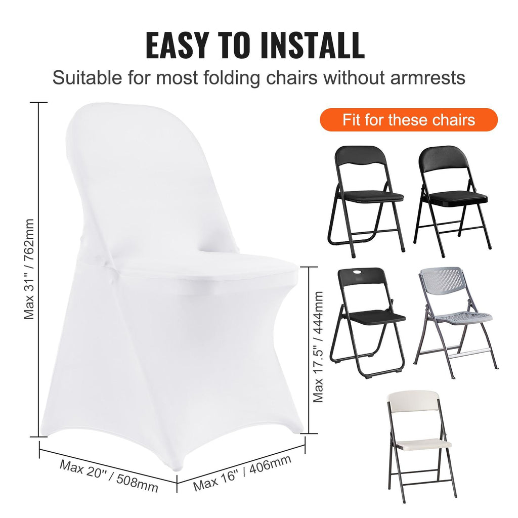 White Stretch Spandex Chair Covers, 30 PCS, Universal Washable Slipcovers, Removable Seat Protector for Wedding Party Dining Banquet Event