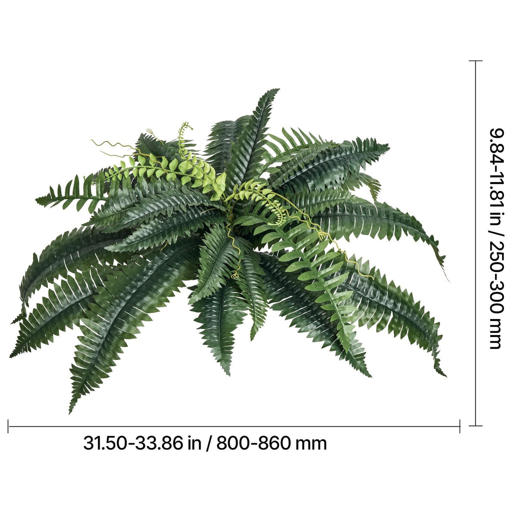 2 Pcs Artificial Boston Ferns Plastic Fern 30 Branches Indoor Outdoor Decor