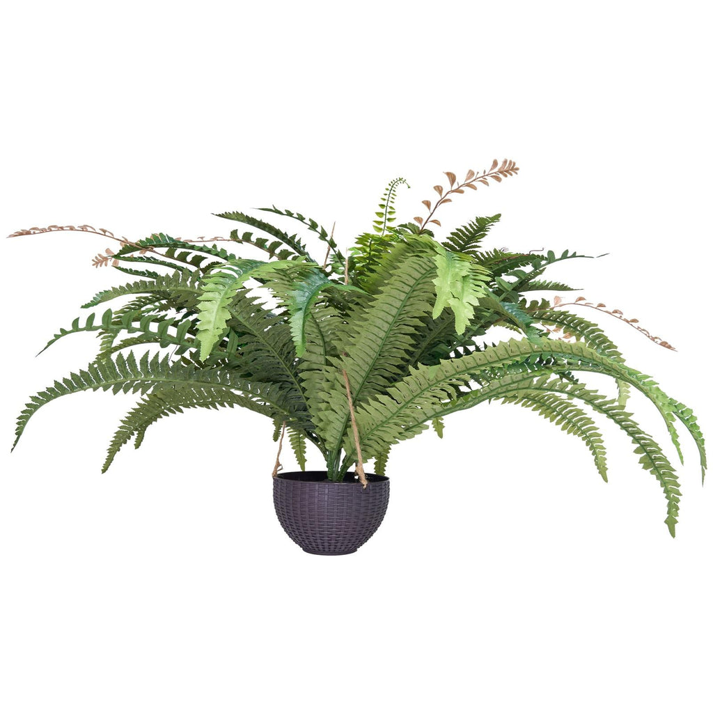 Artificial Boston Ferns, 37-41" Spread, Hanging Fake Plant with 80 Branches & Flowerpot, Sunlight Resistant Faux Fern for Wall Home Office Outdoor