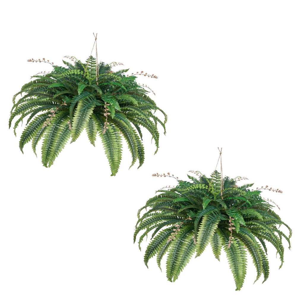 Artificial Boston Ferns, 37-41" Spread, Hanging Fake Plant with 80 Branches & Flowerpot, Sunlight Resistant Faux Fern for Wall Home Office Outdoor